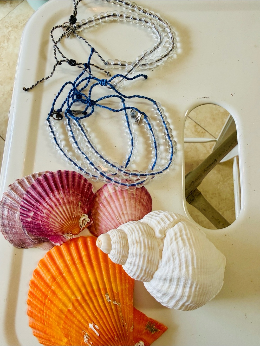 4Ocean Bracelets Lot of 5- 2 Soft Grey  3 Blue Adjustable Cords
